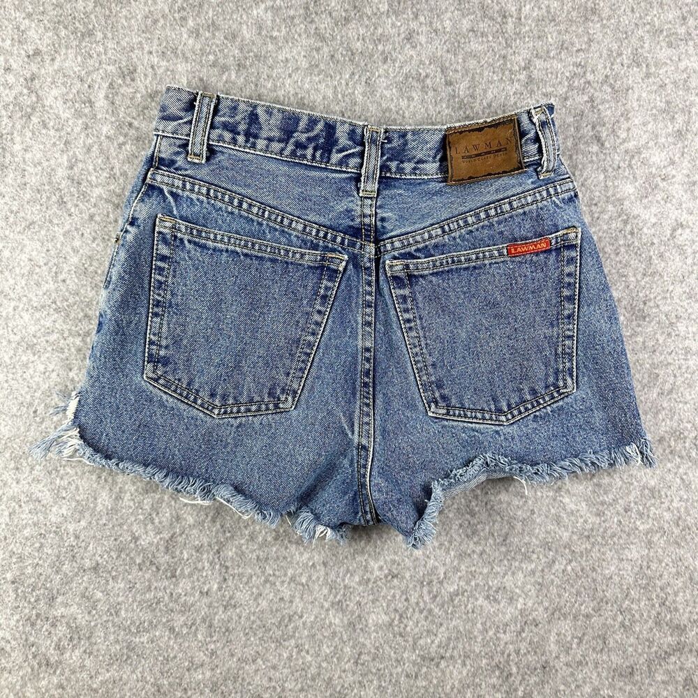 Vintage Lawman Jean Shorts Womens 5 Blue Cut Off Booty Western Cowboy Rodeo*